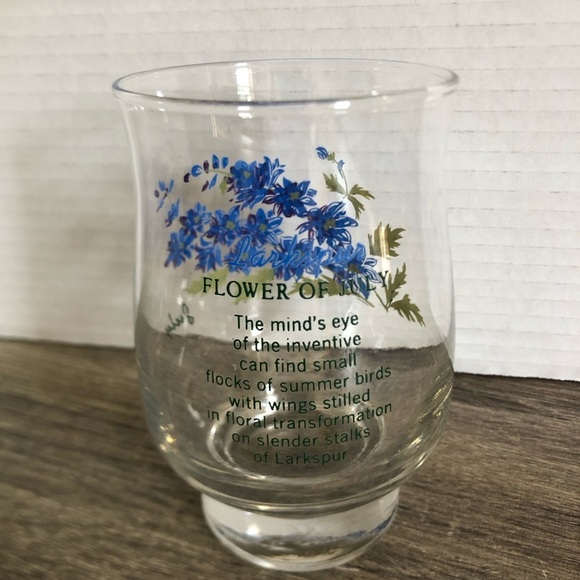 Vtg Dominion Glass July Flower of the Month Glass - Picture 5 of 10